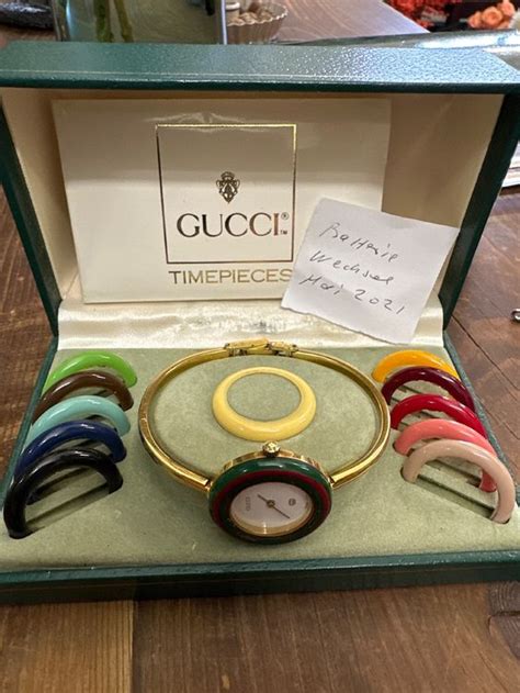 excellent! Gucci 11/12.2 Multi Bezel Gold Plated Bangle Watch